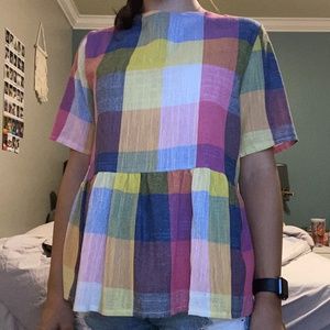 Patterned Tie-Back Blouse